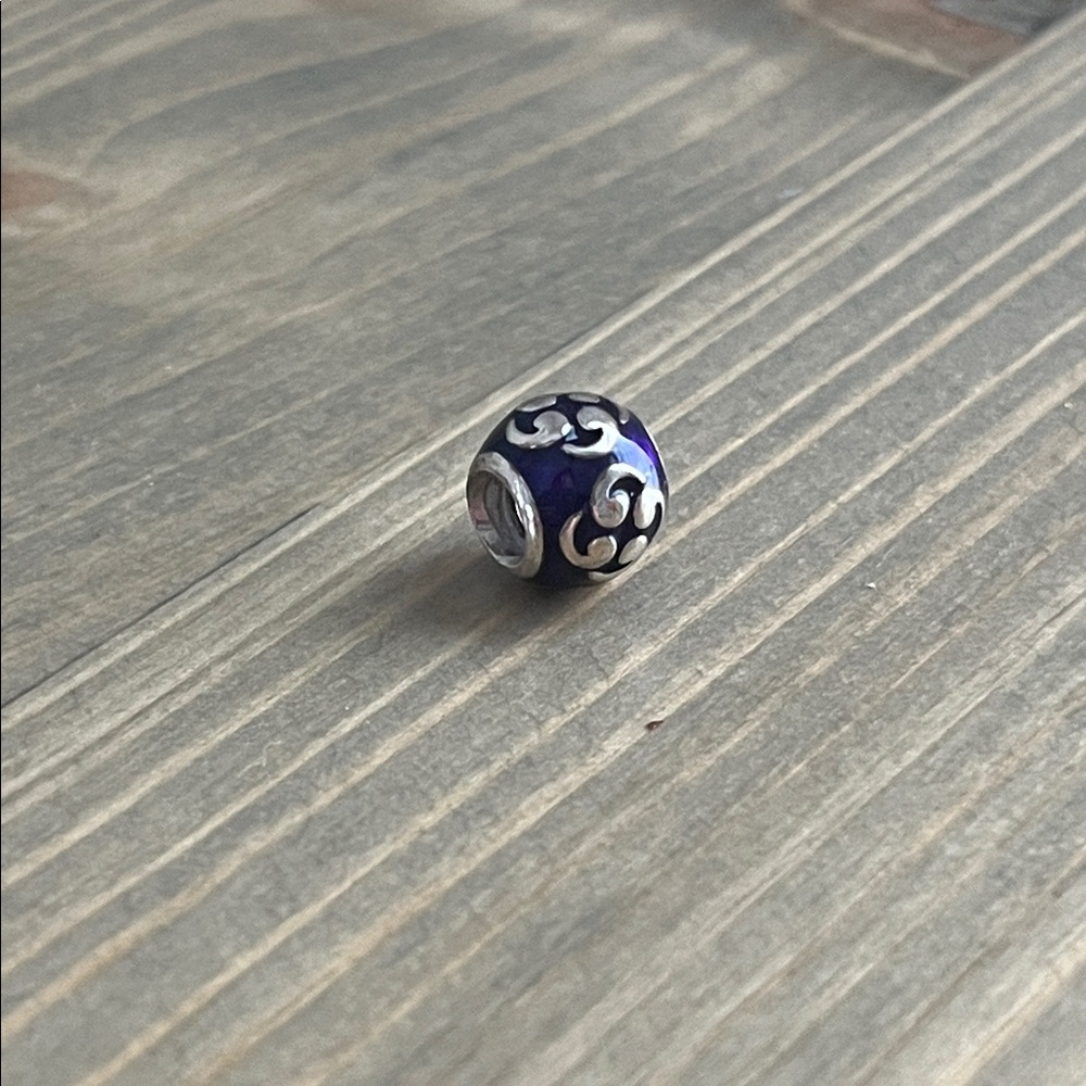 Retired Pandora Sterling Silver Purple Enamel Zen Charm